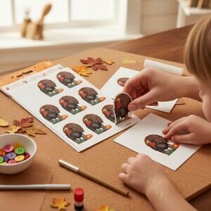 Amscan Acid Free Turkey 22 Individual Stickers Thanksgiving Fall Holiday